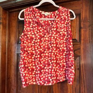 Loft Red and White Women's Top